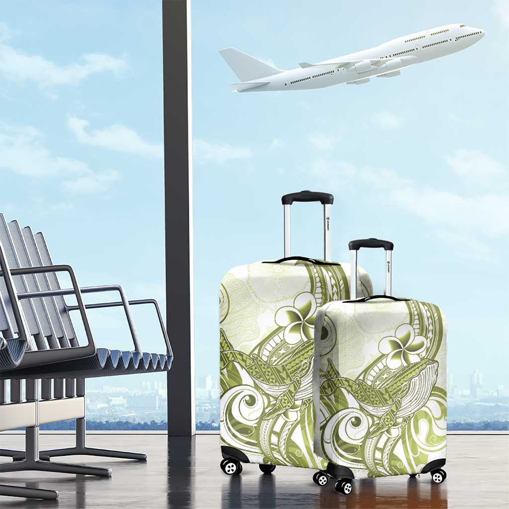 Lime Green Hawaii Luggage Cover Humpback Whale Tattoo Polynesian Tribal Ocean Vibes
