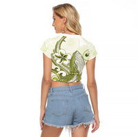 Lime Green Hawaii Raglan Cropped T Shirt Humpback Whale Tattoo Polynesian Tribal Ocean Vibes