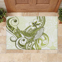 Lime Green Hawaii Rubber Doormat Humpback Whale Tattoo Polynesian Tribal Ocean Vibes