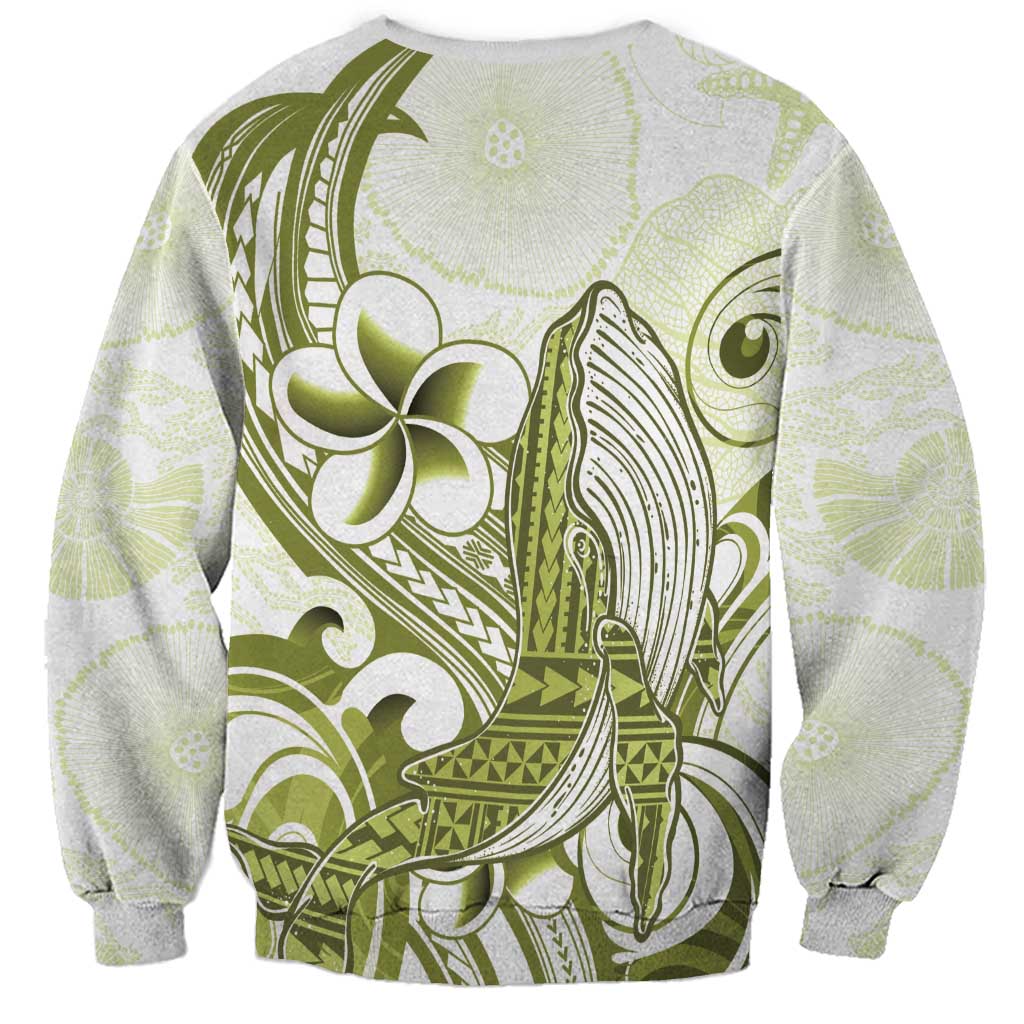 Lime Green Hawaii Sweatshirt Humpback Whale Tattoo Polynesian Tribal Ocean Vibes