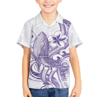 Purple Hawaii Family Matching Long Sleeve Bodycon Dress and Hawaiian Shirt Humpback Whale Tattoo Polynesian Tribal Ocean Vibes LT14 Son's Shirt Purple - Polynesian Pride