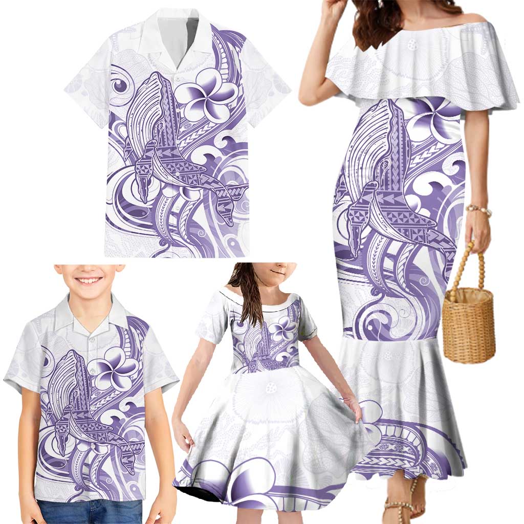 Purple Hawaii Family Matching Mermaid Dress and Hawaiian Shirt Humpback Whale Tattoo Polynesian Tribal Ocean Vibes LT14 - Polynesian Pride