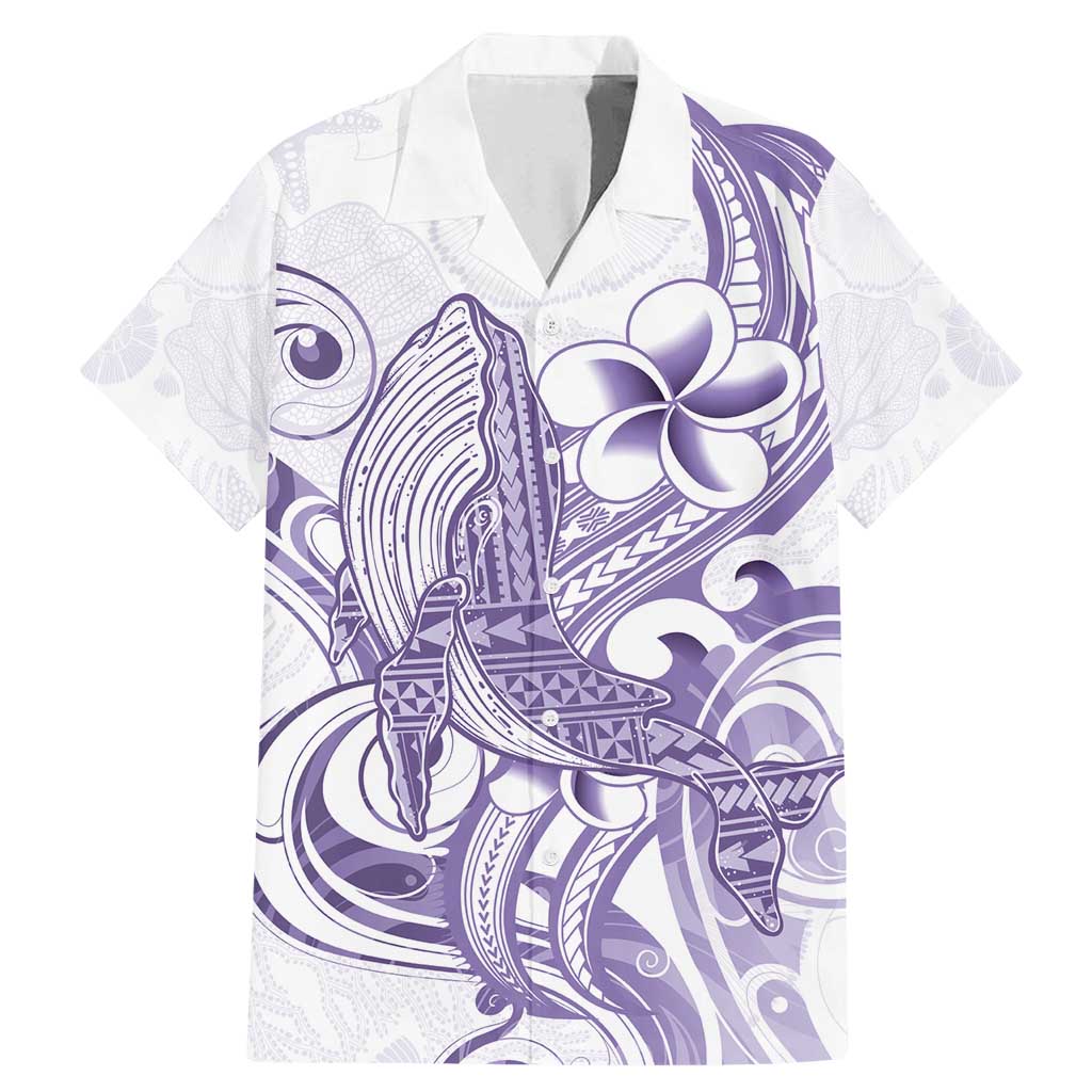 Purple Hawaii Family Matching Mermaid Dress and Hawaiian Shirt Humpback Whale Tattoo Polynesian Tribal Ocean Vibes LT14 Dad's Shirt - Short Sleeve Purple - Polynesian Pride