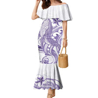 Purple Hawaii Family Matching Mermaid Dress and Hawaiian Shirt Humpback Whale Tattoo Polynesian Tribal Ocean Vibes LT14 Mom's Dress Purple - Polynesian Pride