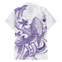 Purple Hawaii Family Matching Off The Shoulder Long Sleeve Dress and Hawaiian Shirt Humpback Whale Tattoo Polynesian Tribal Ocean Vibes LT14 - Polynesian Pride