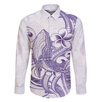 Purple Hawaii Family Matching Off The Shoulder Long Sleeve Dress and Hawaiian Shirt Humpback Whale Tattoo Polynesian Tribal Ocean Vibes LT14 Dad's Shirt - Long Sleeve Purple - Polynesian Pride