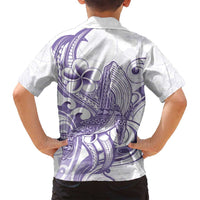 Purple Hawaii Family Matching Off Shoulder Maxi Dress and Hawaiian Shirt Humpback Whale Tattoo Polynesian Tribal Ocean Vibes LT14 - Polynesian Pride