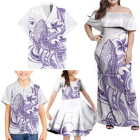 Purple Hawaii Family Matching Off Shoulder Maxi Dress and Hawaiian Shirt Humpback Whale Tattoo Polynesian Tribal Ocean Vibes LT14 - Polynesian Pride