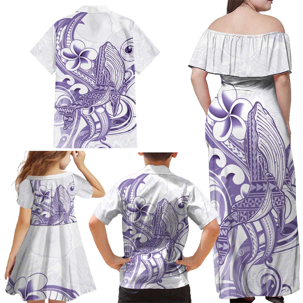 Purple Hawaii Family Matching Off Shoulder Maxi Dress and Hawaiian Shirt Humpback Whale Tattoo Polynesian Tribal Ocean Vibes LT14 - Polynesian Pride