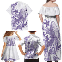 Purple Hawaii Family Matching Off Shoulder Maxi Dress and Hawaiian Shirt Humpback Whale Tattoo Polynesian Tribal Ocean Vibes LT14 - Polynesian Pride