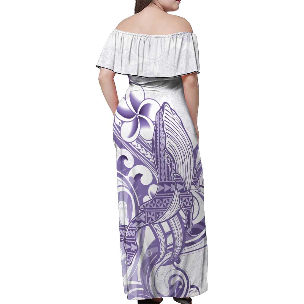 Purple Hawaii Family Matching Off Shoulder Maxi Dress and Hawaiian Shirt Humpback Whale Tattoo Polynesian Tribal Ocean Vibes LT14 - Polynesian Pride