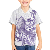 Purple Hawaii Family Matching Off Shoulder Short Dress and Hawaiian Shirt Humpback Whale Tattoo Polynesian Tribal Ocean Vibes LT14 Son's Shirt Purple - Polynesian Pride