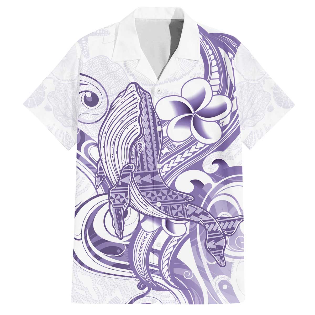 Purple Hawaii Family Matching Puletasi and Hawaiian Shirt Humpback Whale Tattoo Polynesian Tribal Ocean Vibes LT14 Dad's Shirt - Short Sleeve Purple - Polynesian Pride