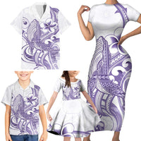 Purple Hawaii Family Matching Short Sleeve Bodycon Dress and Hawaiian Shirt Humpback Whale Tattoo Polynesian Tribal Ocean Vibes LT14 - Polynesian Pride