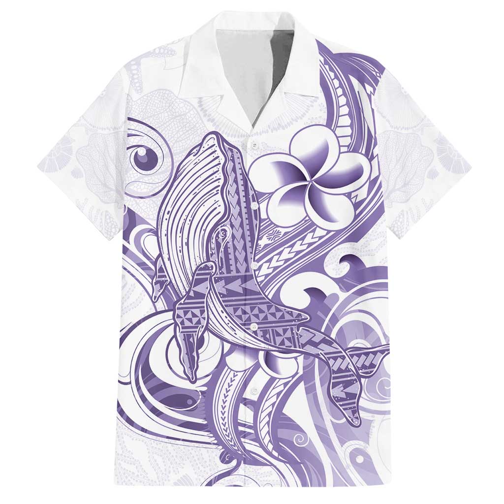 Purple Hawaii Family Matching Summer Maxi Dress and Hawaiian Shirt Humpback Whale Tattoo Polynesian Tribal Ocean Vibes LT14 Dad's Shirt - Short Sleeve Purple - Polynesian Pride