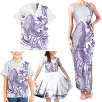 Purple Hawaii Family Matching Tank Maxi Dress and Hawaiian Shirt Humpback Whale Tattoo Polynesian Tribal Ocean Vibes LT14 - Polynesian Pride