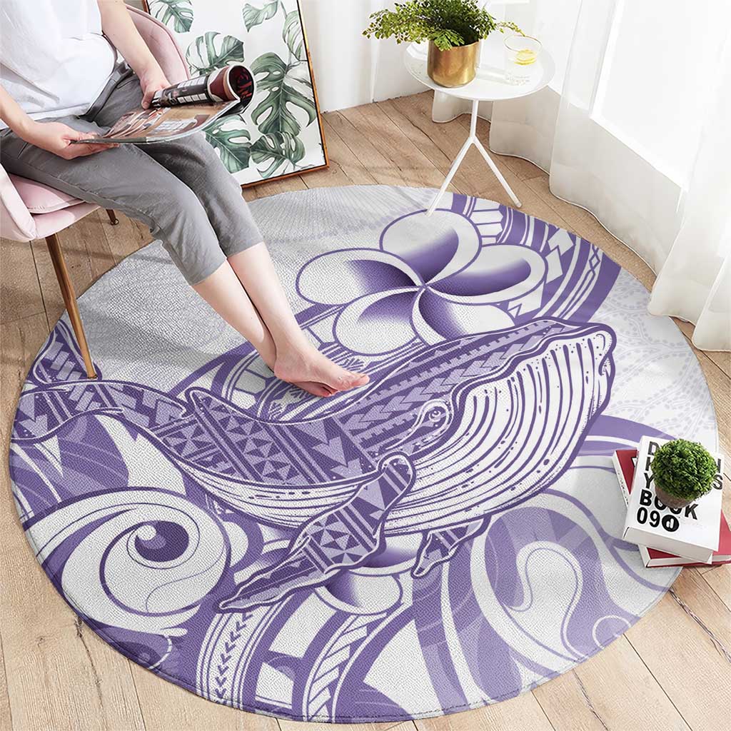 Purple Hawaii Round Carpet Humpback Whale Tattoo Polynesian Tribal Ocean Vibes LT14 - Polynesian Pride
