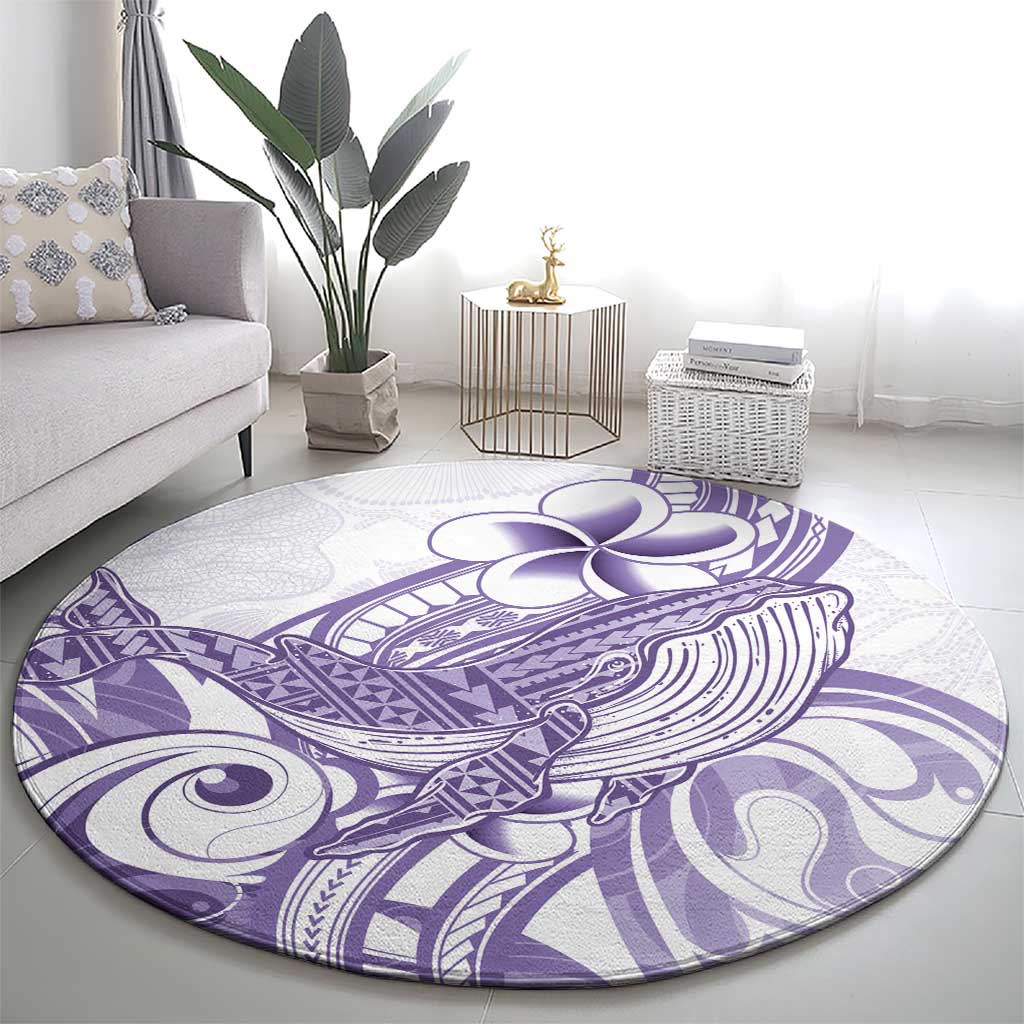 Purple Hawaii Round Carpet Humpback Whale Tattoo Polynesian Tribal Ocean Vibes LT14 - Polynesian Pride