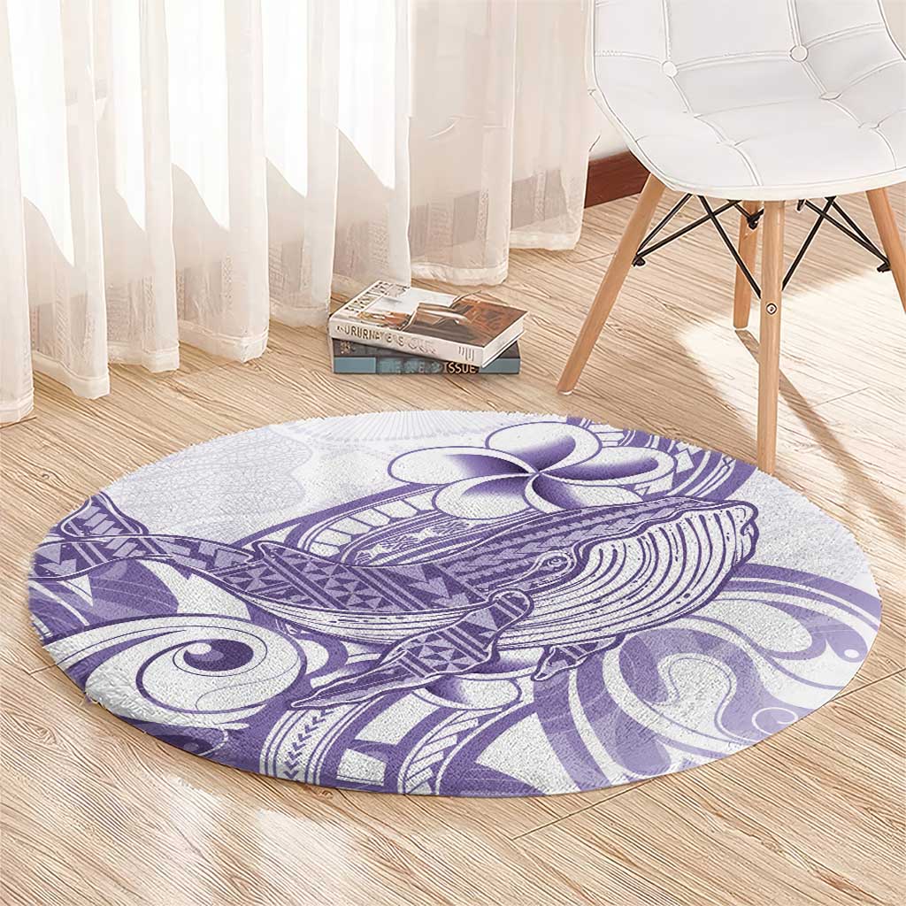 Purple Hawaii Round Carpet Humpback Whale Tattoo Polynesian Tribal Ocean Vibes LT14 - Polynesian Pride