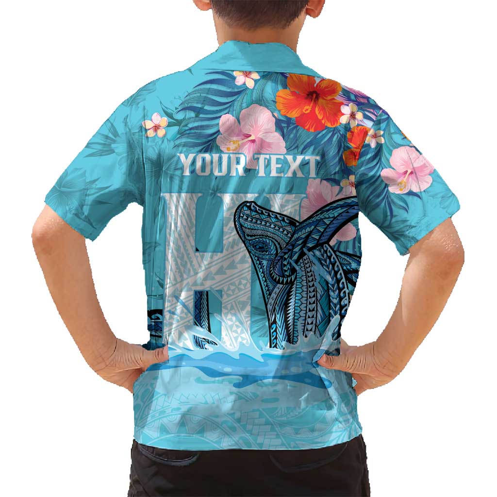 Personalised Hawaii Family Matching Long Sleeve Bodycon Dress and Hawaiian Shirt Humpback Whale Tattoo With Tropical Flowers LT14 - Polynesian Pride