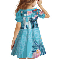 Personalised Hawaii Family Matching Off Shoulder Short Dress and Hawaiian Shirt Humpback Whale Tattoo With Tropical Flowers LT14 - Polynesian Pride