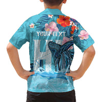 Personalised Hawaii Family Matching Tank Maxi Dress and Hawaiian Shirt Humpback Whale Tattoo With Tropical Flowers LT14 - Polynesian Pride