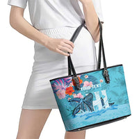 Personalised Hawaii Leather Tote Bag Humpback Whale Tattoo With Tropical Flowers