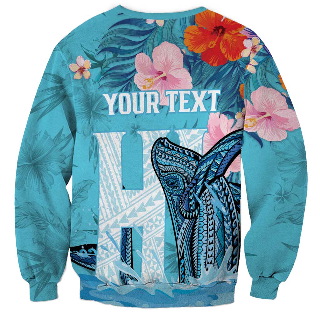 Personalised Hawaii Sweatshirt Humpback Whale Tattoo With Tropical Flowers