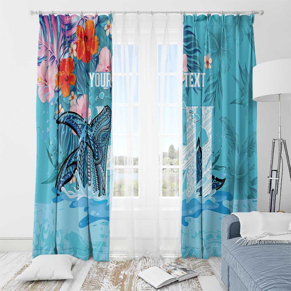 Personalised Hawaii Window Curtain Humpback Whale Tattoo With Tropical Flowers