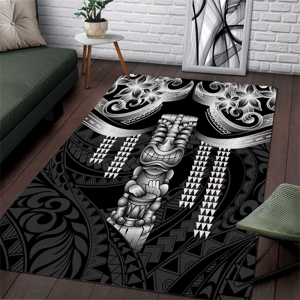 Tiki Drum Hawaii Area Rug Hawaiian Kakau Tattoo Style