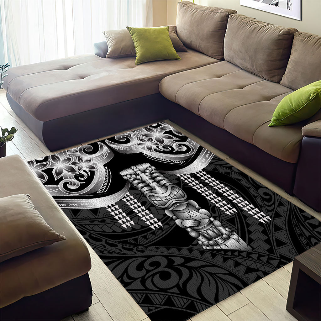 Tiki Drum Hawaii Area Rug Hawaiian Kakau Tattoo Style