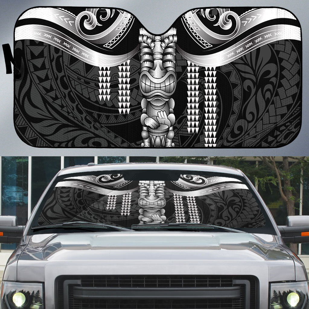 Tiki Drum Hawaii Auto Sun Shade Hawaiian Kakau Tattoo Style