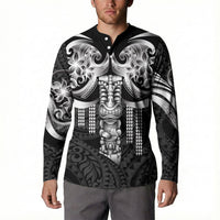 Tiki Drum Hawaii Button Sweatshirt Hawaiian Kakau Tattoo Style