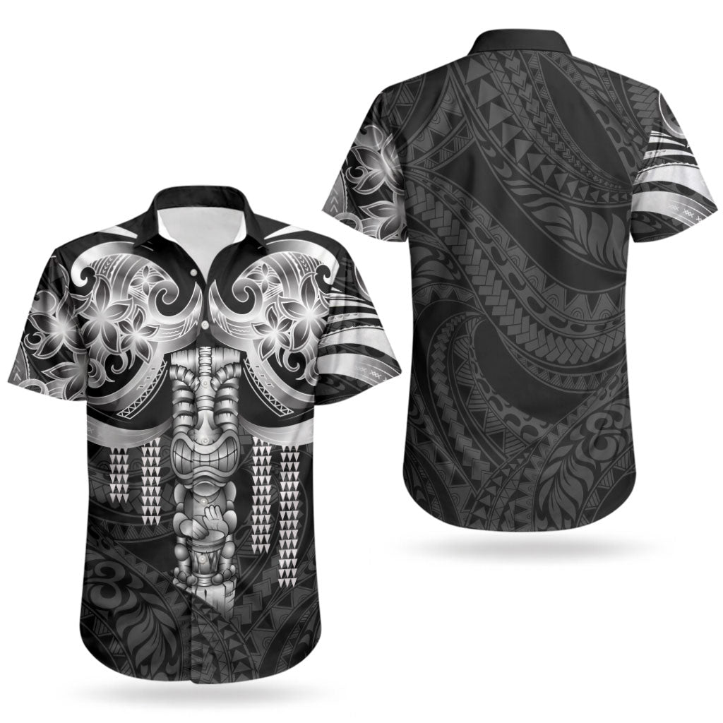 Tiki Drum Hawaii Couples Matching Summer Maxi Dress and Hawaiian Shirt Hawaiian Kakau Tattoo Style