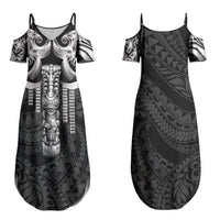 Tiki Drum Hawaii Couples Matching Summer Maxi Dress and Hawaiian Shirt Hawaiian Kakau Tattoo Style