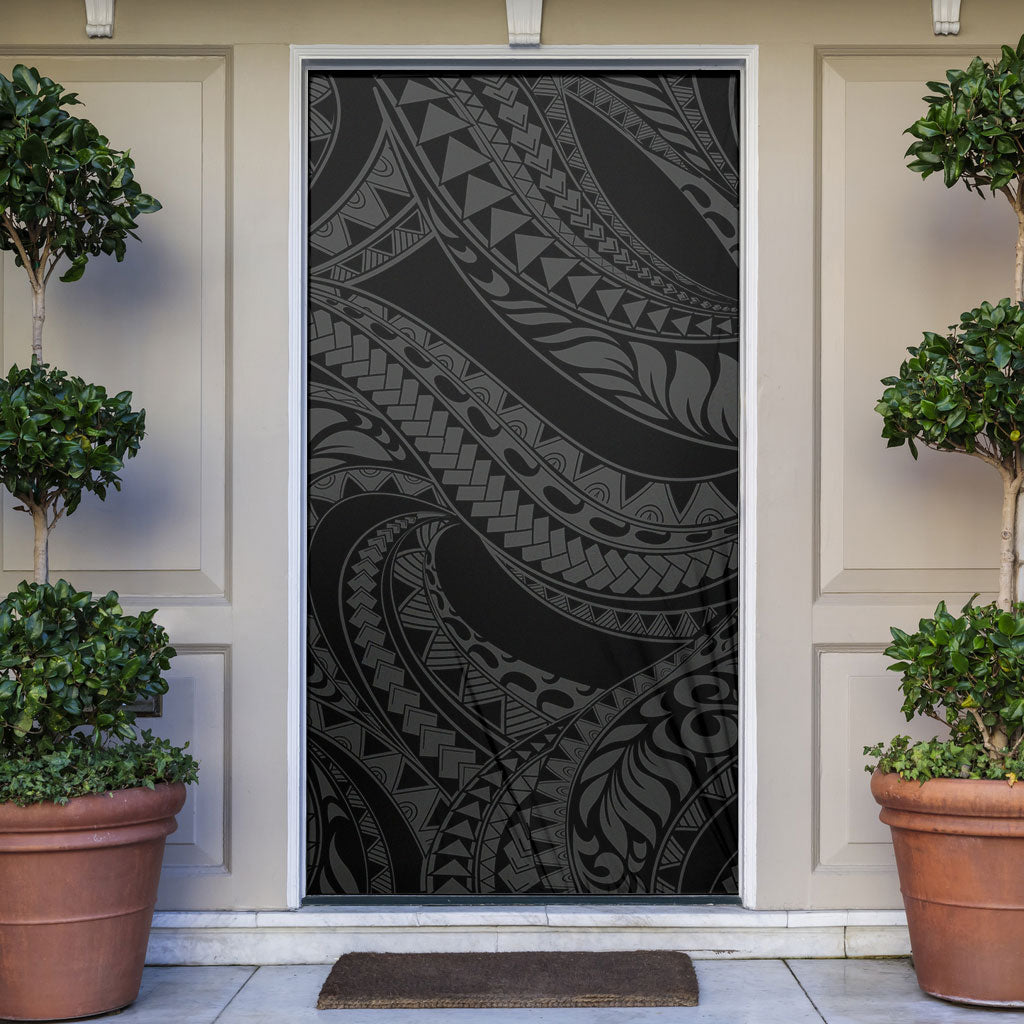 Tiki Drum Hawaii Door Cover Hawaiian Kakau Tattoo Style LT14 Black - Polynesian Pride