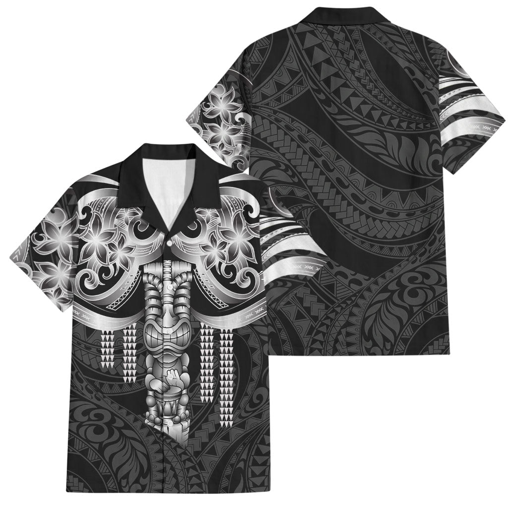 Tiki Drum Hawaii Family Matching Off Shoulder Short Dress and Hawaiian Shirt Hawaiian Kakau Tattoo Style