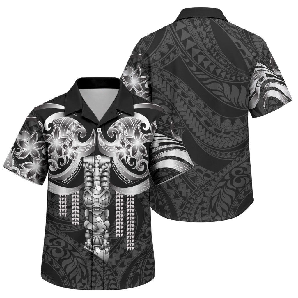 Tiki Drum Hawaii Family Matching Short Sleeve Bodycon Dress and Hawaiian Shirt Hawaiian Kakau Tattoo Style