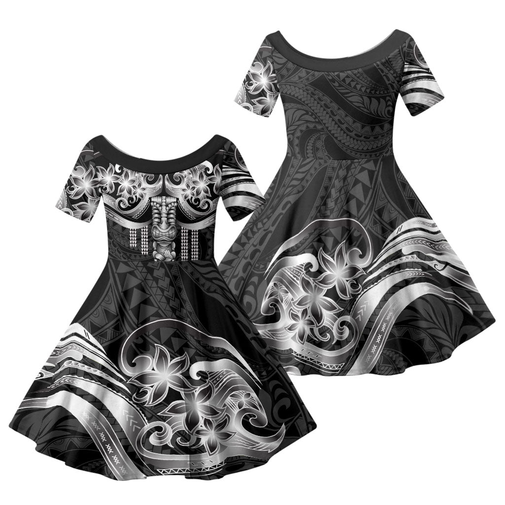 Tiki Drum Hawaii Family Matching Summer Maxi Dress and Hawaiian Shirt Hawaiian Kakau Tattoo Style