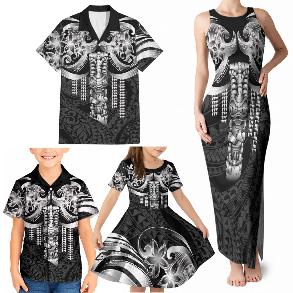 Tiki Drum Hawaii Family Matching Tank Maxi Dress and Hawaiian Shirt Hawaiian Kakau Tattoo Style LT14 - Polynesian Pride