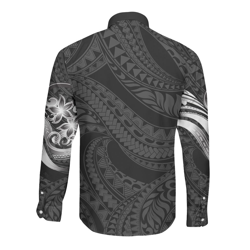 Tiki Drum Hawaii Long Sleeve Button Shirt Hawaiian Kakau Tattoo Style
