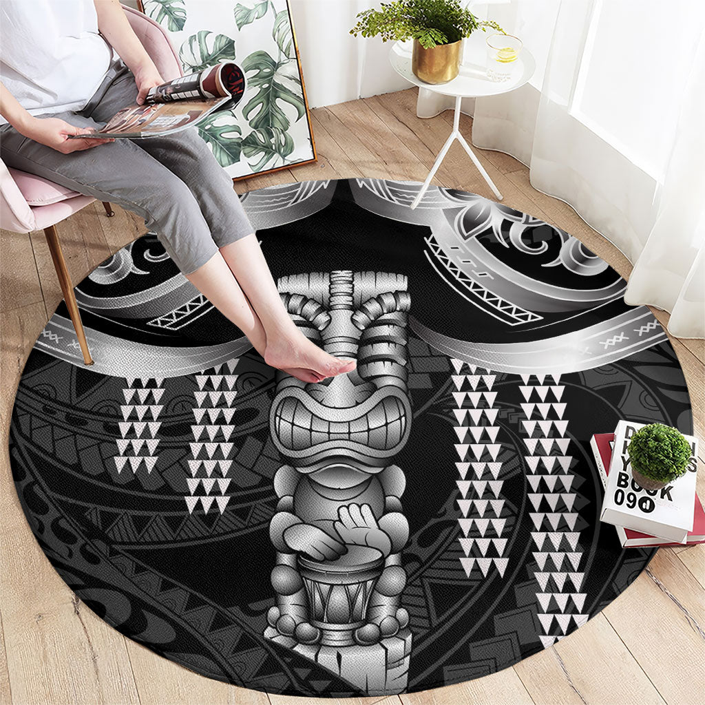 Tiki Drum Hawaii Round Carpet Hawaiian Kakau Tattoo Style