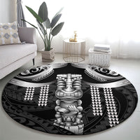 Tiki Drum Hawaii Round Carpet Hawaiian Kakau Tattoo Style