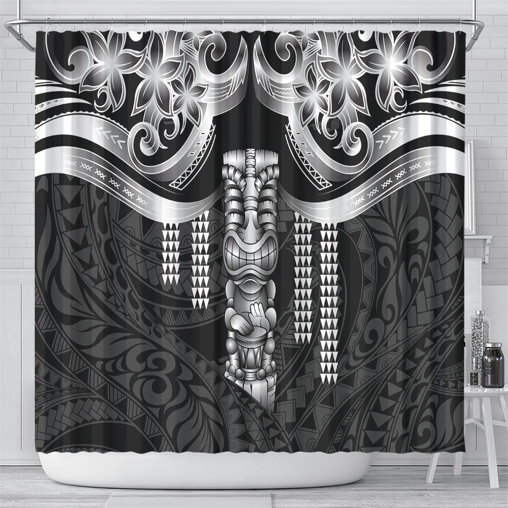 Tiki Drum Hawaii Shower Curtain Hawaiian Kakau Tattoo Style