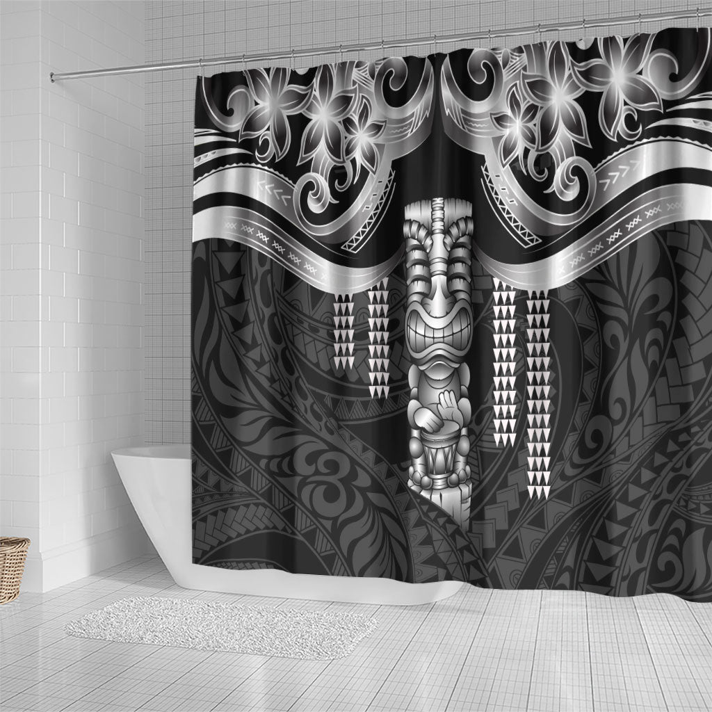 Tiki Drum Hawaii Shower Curtain Hawaiian Kakau Tattoo Style
