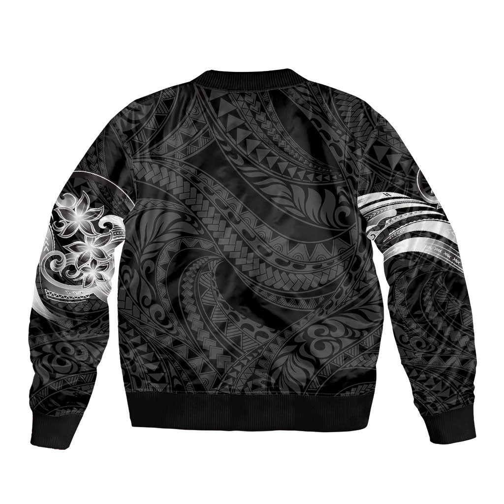 Tiki Drum Hawaii Sleeve Zip Bomber Jacket Hawaiian Kakau Tattoo Style