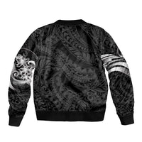 Tiki Drum Hawaii Sleeve Zip Bomber Jacket Hawaiian Kakau Tattoo Style