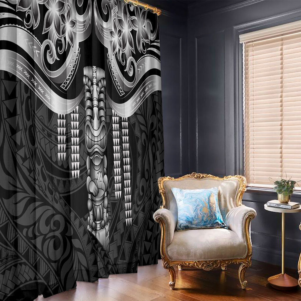 Tiki Drum Hawaii Window Curtain Hawaiian Kakau Tattoo Style