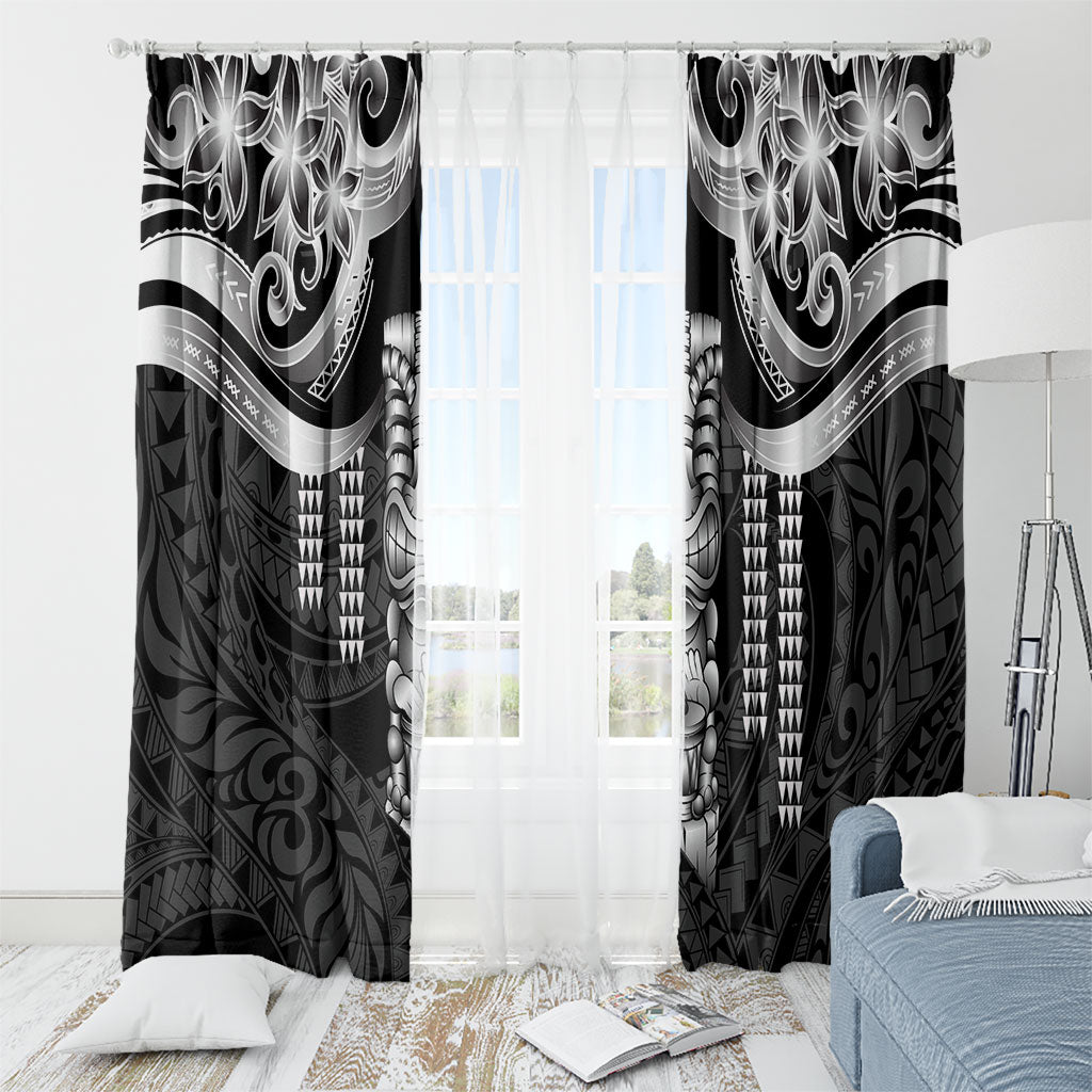Tiki Drum Hawaii Window Curtain Hawaiian Kakau Tattoo Style
