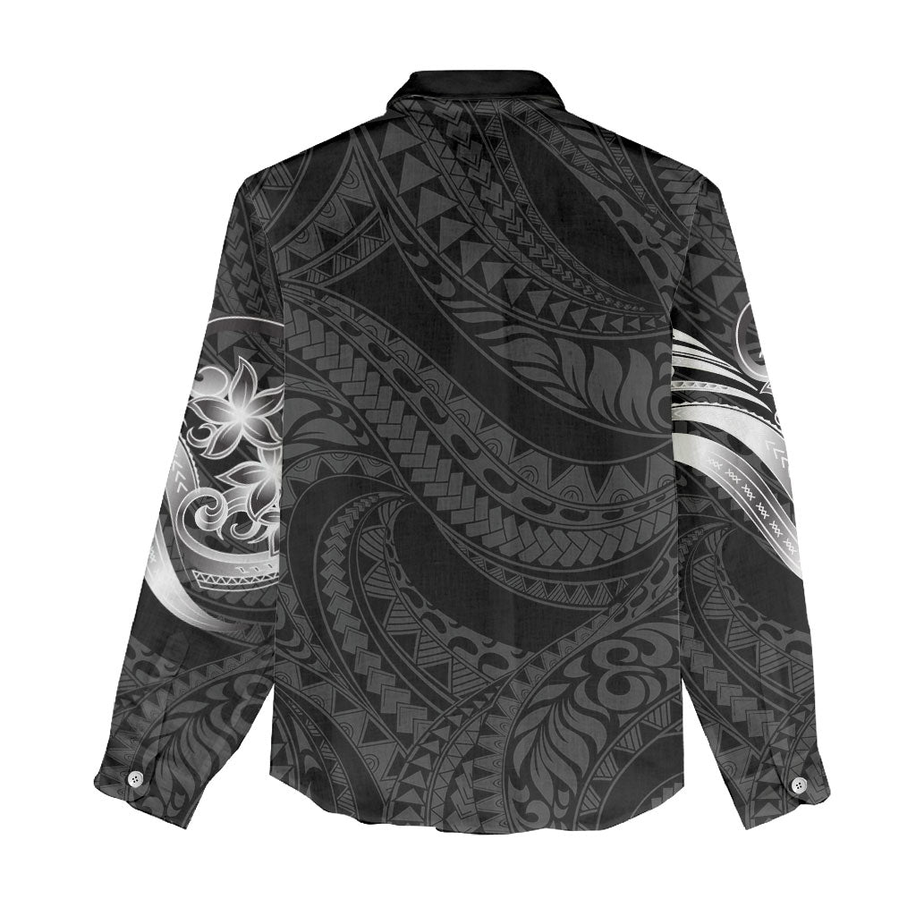 Tiki Drum Hawaii Women Casual Shirt Hawaiian Kakau Tattoo Style